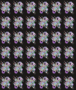 Çiçekli bahar çiçekleri. Moda baskıları için zarif bir şablon. Robot resim. Motley illüstrasyonu. Küçük çiçekte güzel bir desen. Küçük renkli çiçekler..