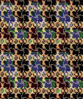 Düz Çiçek Elementleri Tasarımı. Renkli Bahar Teması eskiz kalıbı. Raster illüstrasyonu. Siyah renkte zarif çiçekler ve suluboya..