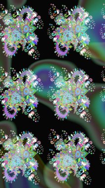 Raster illüstrasyonu. Düz Çiçek Elementleri Tasarımı. Renkli Bahar Teması eskiz kalıbı. Taslak desenli, modaya uygun kumaş deseni. Şirin çiçek elementleri..