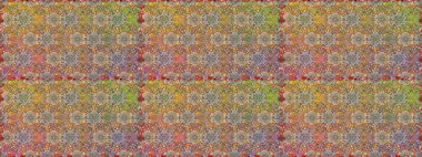 Kusursuz bir arka plan modeli. Raster - stok. Yapraklı çiçekler ve kahverengi renkli papatya çiçekleri..