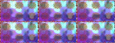 Raster illüstrasyonu. Yumuşak, yaz çiçekleri menekşe renklerinde. Raster çiçek desenli ve çiçekli..