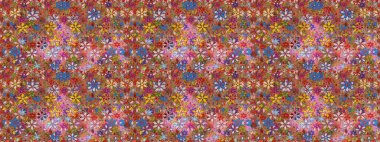 Tekstil, kumaş, kapaklar, duvar kağıtları, baskı, naylon, yapıştırma, örgü, dekupaj için çiçeksiz arkaplan. Küçük kahverengi çiçeklerdeki oldukça eski bir besin torbası deseni.