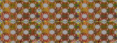 Renkli Bahar Temalı Kusursuz Arkaplan. Kusursuz çiçek deseni. Raster illüstrasyonu. Düz Çiçek Elementleri Tasarımı. Asya tekstil tarzında. Güzel kumaş deseni.