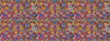 Raster Çiçek İllüstrasyonu 'nun şirin tekstili. Kahverengi renklerde etnik çiçeklerle kusursuz bir desen..