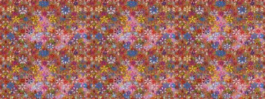 Tekstil, kumaş, kapaklar, duvar kağıtları, baskı, naylon, yapıştırma, örgü, dekupaj için çiçeksiz arkaplan. Küçük kahverengi çiçeklerdeki oldukça eski bir besin torbası deseni.