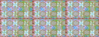 Çiçek deseni. Renkli Bahar Temalı Kusursuz Arkaplan. Raster kusursuz. Güzel kumaş deseni. Düz Çiçek Elementleri Tasarımı.