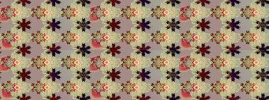 Gri ve nötr renklerde. Çiçek buketleriyle klasik bir eskiz şekli. Raster illüstrasyonu.