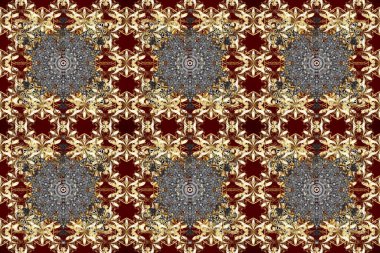 Kusursuz altın desen. Kahverengi, bej ve gri renklerdeki altın desenli altın elementler. Raster doğulu süsü.