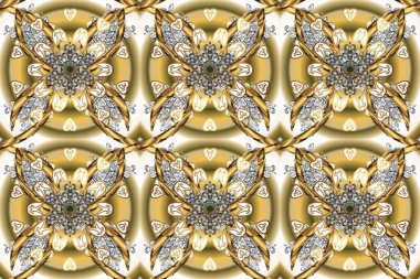 Parlak dantel, stilize çiçekler, şal desenli. Raster. Kusursuz altın desenli bukleler. Bej renklerde, altın elementlerle kusursuz desen. Hassas altın deseni açın. Doğu tarzı arabesk.