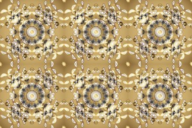 Lüks, kraliyet ve Viktorya dönemi konsepti. Altından elementlerle bej, nötr ve kahverengi renklerde altın desenler. Raster klasik barok çiçeksiz altın desenli. Süsleme.