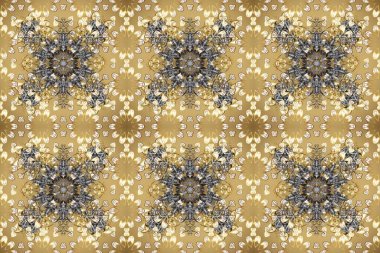 Klasik klasik klasik arka plan. Altın elementlerle bej, nötr ve gri renklerde kusursuz desen. Geleneksel oryantasyon süsü. Kusursuz klasik raster altın desenli.