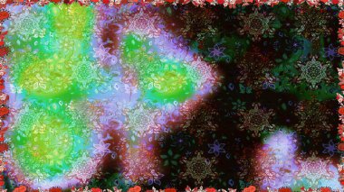 Çiçekli, suluboya desenli kusursuz çiçek deseni. Yeşil renkte çiçekler. Renkli Bahar Temalı, pürüzsüz bir arka plan. Düz Çiçek Elementleri Tasarım Raster illüstrasyonu.