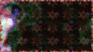 Kusursuz çiçek deseni. Raster illüstrasyonu. Siyah renkli çiçekler. Raster illüstrasyonu. Asya tekstil tarzında.