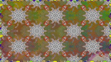 Raster düz çiçekleri pürüzsüz desen. Kahverengi renkli çiçekler. Tasarım hediye paketi, tebrik kartları, posterler ve afiş tasarımı.