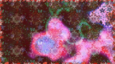 Küçük çiçekli kusursuz yay deseni. Raster illüstrasyonu. Suluboya tarzında kahverengi renkler üzerine.