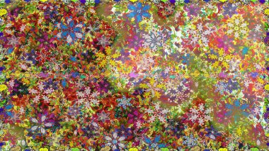 Raster illüstrasyonu. Kahverengi yapraklı yabani çiçekler. Kusursuz bir arka plan modeli. Suluboya, elle çizilmiş.