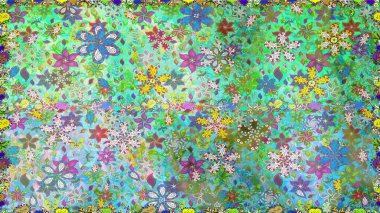 Raster illüstrasyonu. Yeşil renklerde. 3D çiçekler, pürüzsüz.