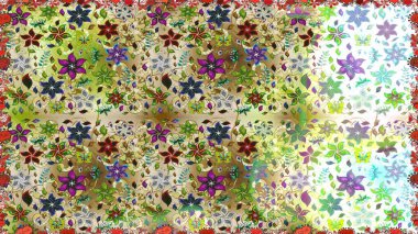 Düz Çiçek Elementleri Tasarımı. Tarafsız renklerde çiçekler. Renkli Bahar Temalı Kusursuz Arkaplan. Raster illüstrasyonunda kusursuz çiçek deseni.