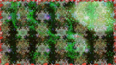 Parlak renkli çiçekleri ve yeşil renkli yaprakları olan kusursuz çiçek desenleri. Moda baskıları için zarif bir şablon. Halk tarzı. Modern çiçek arkaplanı.