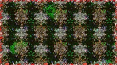 1950-1960 motifleri. El çizimi çiçek unsurları olan soyut, dikişsiz raster deseni. Gri üzerine gri. Retro tekstil tasarım koleksiyonu. Çiçekli ipek eşarp..