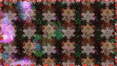 Raster 'ın taze dokusu. Klasik çiçek desenli. Sarma, tekstil ve duvar kâğıdı için kusursuz çiçek arkaplanı. Yumuşak pamuk tasarımı. Yumuşak kiremit.