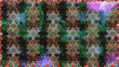 Raster deseni. Gri renkte yaz çiçekleri. Küçük çiçekteki sevimli çiçek deseni. Raster illüstrasyonu.