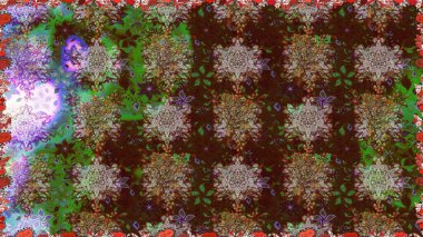 Millefleur 'lar. Küçük kahverengi çiçekli oldukça eski bir besin torbası deseni. Tekstil, kumaş, kapaklar, duvar kağıtları, baskı, naylon, yapıştırma, örgü, dekupaj için çiçeksiz arkaplan.