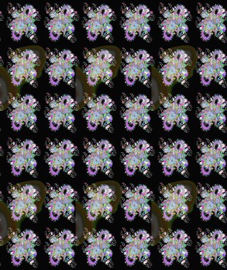 Siyah renkli çiçekler. Raster illüstrasyonunda çiçek deseni çizimi.