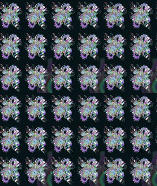 Nazik, sevimli çiçek arkaplanı. Çiçekli karalama şeklinde Raster çiçek deseni. Gri renkli çiçekler.