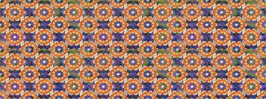 Duvar kâğıdı barok, İspanyol kumaşı. Kusursuz raster arka plan. Turuncu renklerde grafiksel, modern, pürüzsüz desen. Kusursuz çiçek deseni.