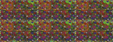 Moda baskıları için zarif bir şablon. Modern çiçek arkaplanı. Parlak renkli çiçekleri ve kahverengi renkli yaprakları olan kusursuz çiçek desenleri. Halk stili.