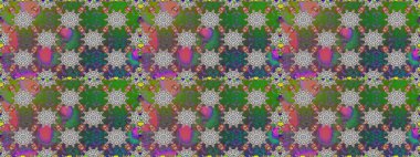 Raster çiçekleri klasik tarzda çizilmiş. Raster illüstrasyonu. Yumuşak, yeşil renkli bahar çiçekleri. Çiçekli, pürüzsüz desen.