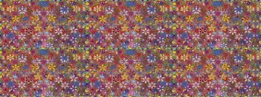 Kahverengi üzerine çiçekler. Suluboya, elle çizilmiş. Raster hisseleri. Kusursuz arkaplan deseni.