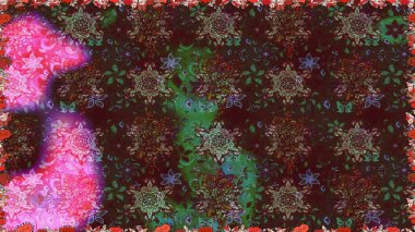 Çiçekli el, pürüzsüz desen çizmiş. Modern gelişim kahverengi raster arka plan duvar kâğıdı illüstrasyon klasik çizgili iz sürme desenli çiçekler, çiçekli süsler.