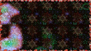 El çizimi çiçekli, soyut, pürüzsüz desen. Raster illüstrasyonu. Siyah renkte çiçekler.