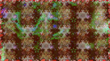 Çiçekli el, pürüzsüz desen çizmiş. Modern gelişim kahverengi raster arka plan duvar kâğıdı illüstrasyon klasik çizgili iz sürme desenli çiçekler, çiçekli süsler.