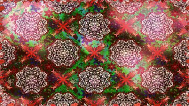 Raster illüstrasyonunda kusursuz çiçek deseni. Kahverengi renkte çiçekler.