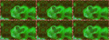 Raster deseni. Bahar çiçekleri dallı desen, yeşil renkler çiçekli siluet.