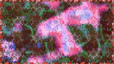 Üst manzara, yumuşak kahverengi renk. Çiçek kompozisyonu, el boyası, hassas şablon. Manzaralı çiçek deseni. Sevgililer günü ve tebrik kartı konsepti için şık bir davet.