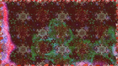 Parlak bir arka plan sorunsuz desen çiçek fantezi tasarım. Düz Çiçek Elemanları Tasarım. Renkli Bahar Teması kesintisiz desen Arka Plan.