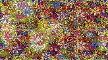 Raster illüstrasyonunda kusursuz çiçek deseni. Kahverengi renkte çiçekler.