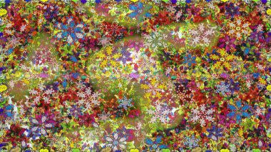 Çiçekli karalama şeklinde Raster çiçek deseni. Nazikçe, güzel çiçek arkaplanı. Kahverengi renkte çiçekler.