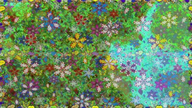 Güzel kumaş deseni. Güzel, pürüzsüz bir desen. Düz Çiçek Elementleri Tasarımı. Renkli Yaz Temalı Kusursuz Arkaplan. Yazdır. Raster çiçekli arka plan.