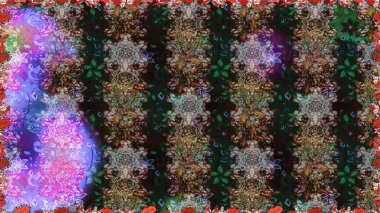 Soyut etnik raster kusursuz desen. Arkaplan dokusu, duvar kağıdı, çiçek temalı gri renkler. Kabile sanatı boho baskısı, klasik çiçek arkaplanı.