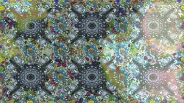 Raster illüstrasyonu. Çiçek süsü ile kusursuz desen. Tarafsız renklerde çiçekler.