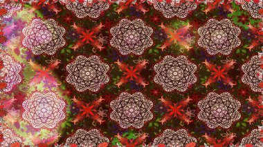 Raster deseni. Kahverengi renkte yaz çiçekleri. Küçük çiçekteki sevimli çiçek deseni. Raster illüstrasyonu.