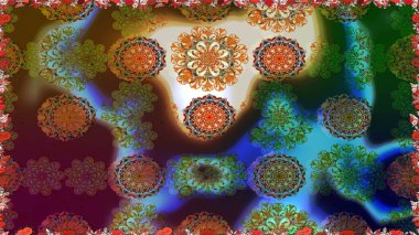 Kahverengi renkte yaz çiçekleri. Raster deseni. Raster illüstrasyonu. Küçük çiçekte sevimli çiçek deseni var..