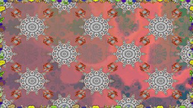 Pembe renklere karalamalar çizen kusursuz çiçek deseni. Raster illüstrasyonu.