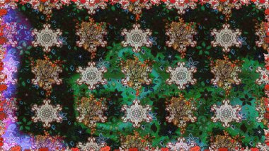 Renkli Bahar Temalı Kusursuz Arkaplan. Güzel kumaş deseni. Raster illüstrasyonunda kusursuz çiçek deseni. Düz Çiçek Elementleri Tasarımı.