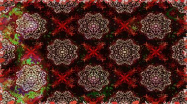 Renkli Bahar Temalı Kusursuz Arkaplan. Düz Çiçek Elementleri Tasarım Raster illüstrasyonu. Çiçeksiz desenli arka plan. Siyah renkte çiçekler.